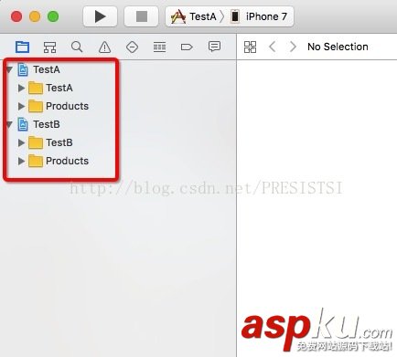 ios,引用另一個工程,工程引用,一個項目兩個工程
