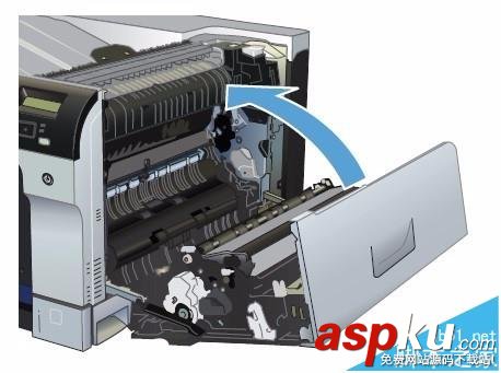 HP CP5225打印機右擋蓋卡紙該怎么清除? HP,CP5225,打印機