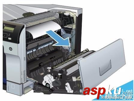 HP CP5225打印機右擋蓋卡紙該怎么清除? HP,CP5225,打印機