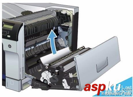 HP CP5225打印機右擋蓋卡紙該怎么清除? HP,CP5225,打印機