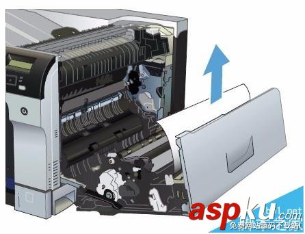 HP CP5225打印機右擋蓋卡紙該怎么清除? HP,CP5225,打印機