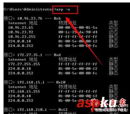 Win7,局域網,arp網絡狀況