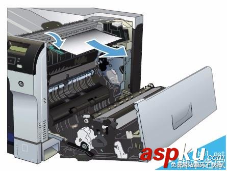 HP CP5225打印機右擋蓋卡紙該怎么清除? HP,CP5225,打印機