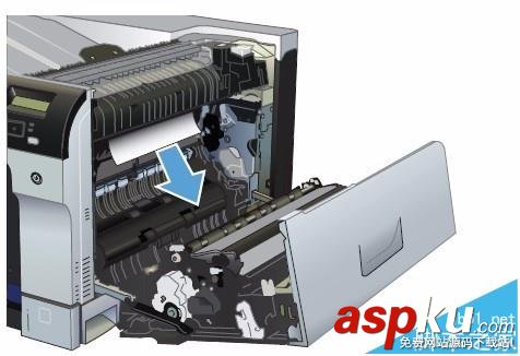 HP CP5225打印機右擋蓋卡紙該怎么清除? HP,CP5225,打印機
