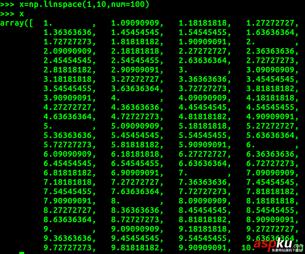 numpy,linspace函數