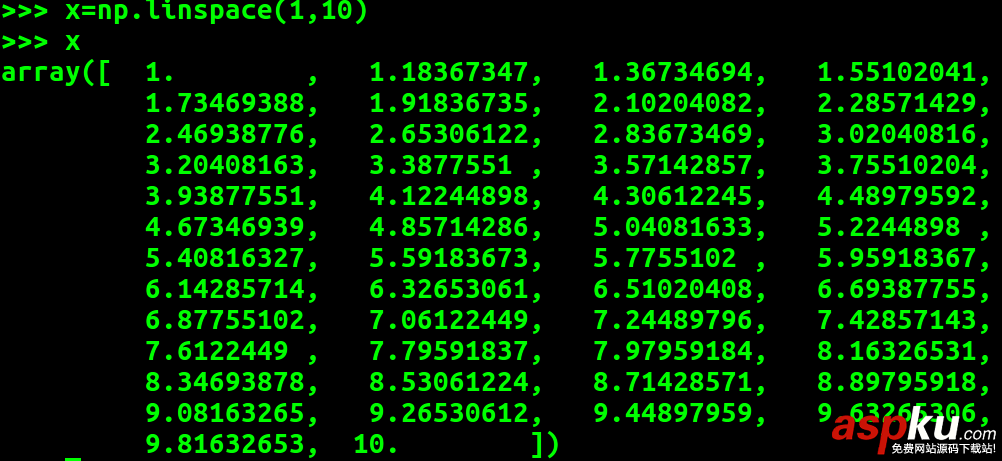 numpy,linspace函數