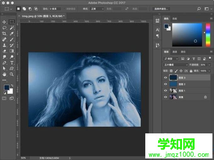 xp系統下怎樣使用ps調整圖片為藍色色調