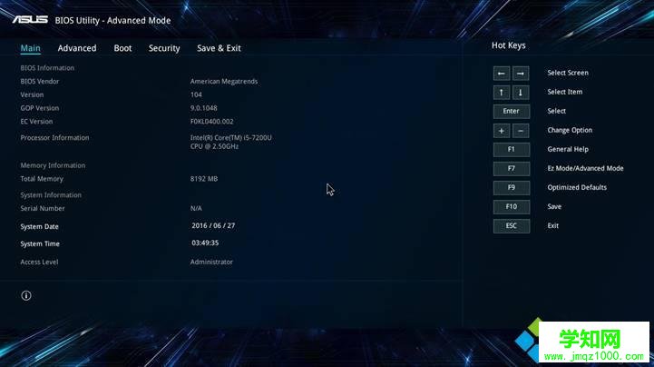 華碩筆記本bios utility ez mode設(shè)置圖解以及切換成傳統(tǒng)bios界面方法