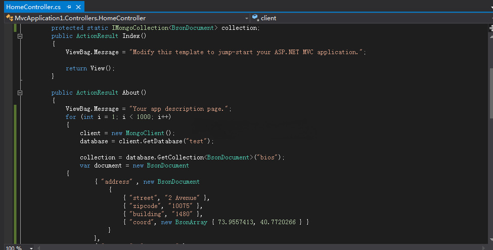 mongodb使用c#驅動數據插入demo mongodb,c#,驅動數據