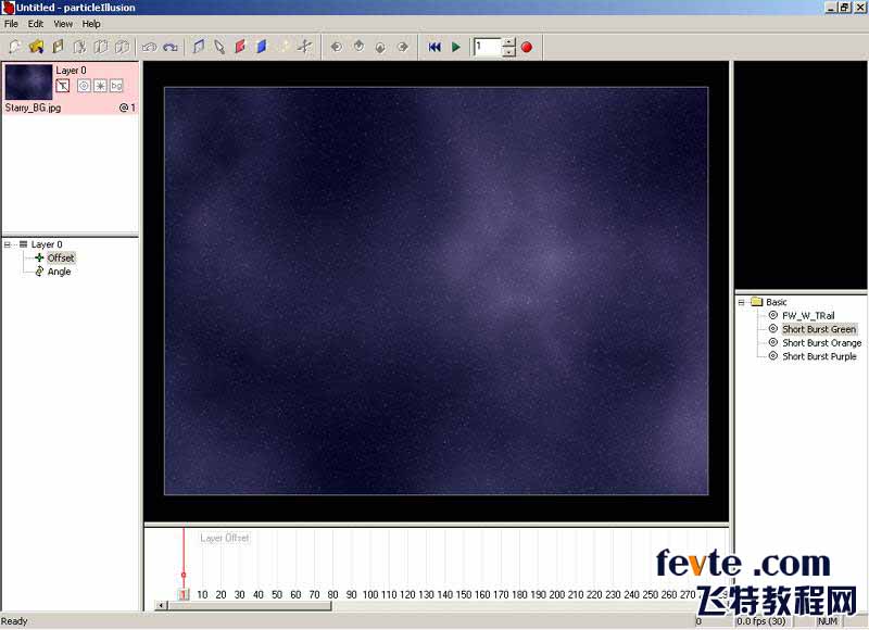 ParticleIllusion基礎教程添加背景圖及發射器 飛特網 fevte.com