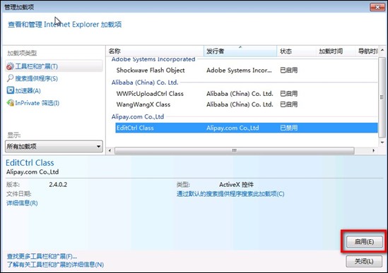 啟用支付加載項