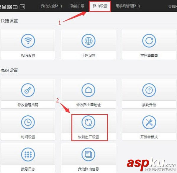 360路由器,恢復(fù)出廠設(shè)置