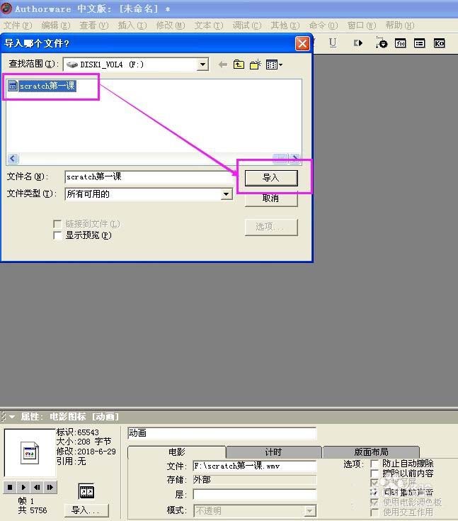 Authorware,導入電影