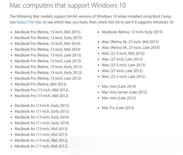 蘋果升級Boot Camp：支持Windows 10