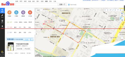百度地圖測量自定義路線距離