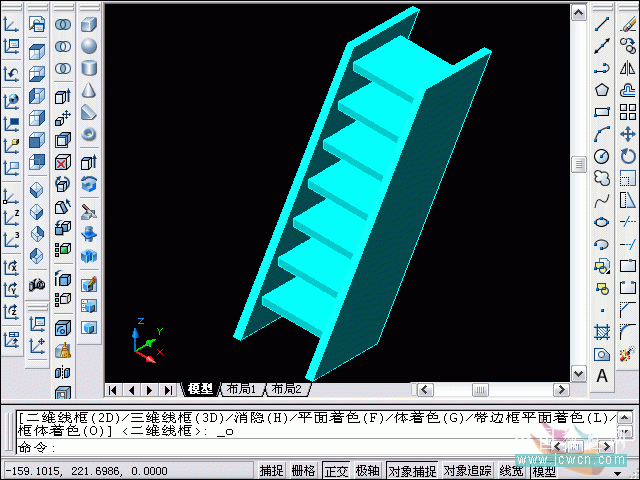 AutoCAD建模樓梯 武林網 AutoCAD教程