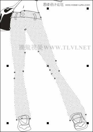 CorelDRAW繪制半調圖案背景前的摩登少女,破洛洛