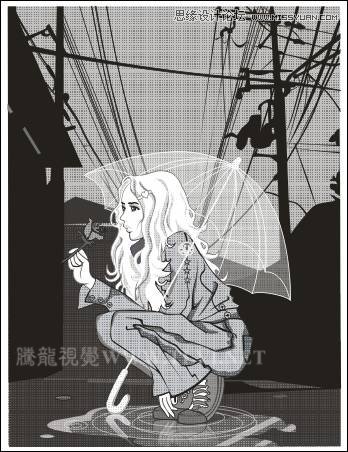 CorelDRAW方形網(wǎng)點(diǎn)紙制作實(shí)例之雨中的玫瑰,破洛洛
