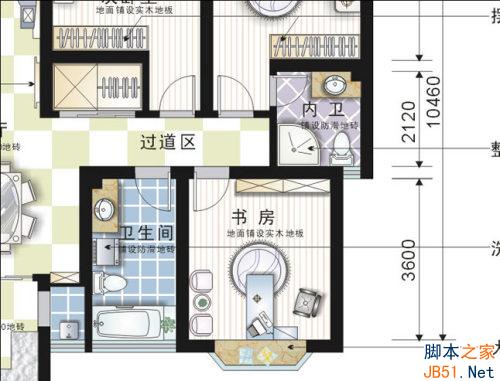 Coreldraw繪制彩色裝修平面圖_天極設計在線整理