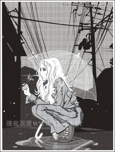 CorelDRAW方形網(wǎng)點(diǎn)紙制作實(shí)例之雨中的玫瑰,破洛洛
