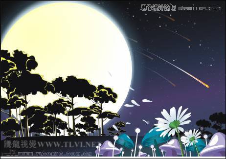 CorelDRAW繪制月圓之夜飛逝的流星教程,破洛洛
