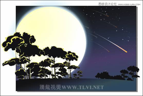 CorelDRAW繪制月圓之夜飛逝的流星教程,破洛洛