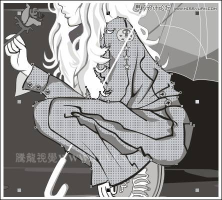 CorelDRAW方形網(wǎng)點(diǎn)紙制作實(shí)例之雨中的玫瑰,破洛洛