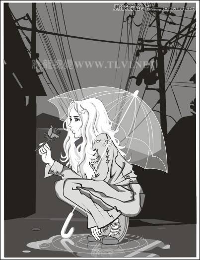 CorelDRAW方形網(wǎng)點(diǎn)紙制作實(shí)例之雨中的玫瑰,破洛洛