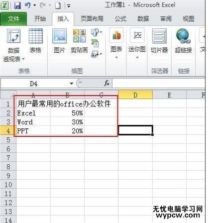 excel2010制作扇形統計圖的方法