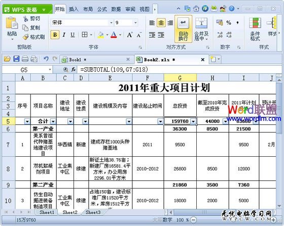 WPS表格中實現(xiàn)分類快速求和方法