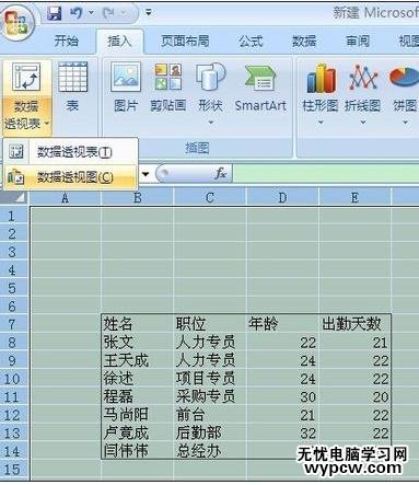 excel2010數據透視圖的說明