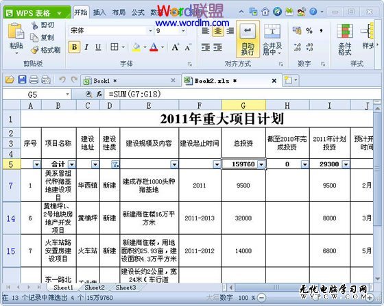 WPS表格中實現(xiàn)分類快速求和方法