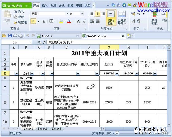 WPS表格中實現(xiàn)分類快速求和方法