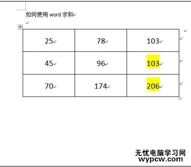 word2010怎樣將表格中的數(shù)據(jù)求和