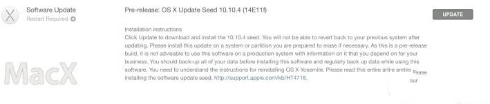 蘋果OS X Yosemite 10.10.4第二個測試版發(fā)布