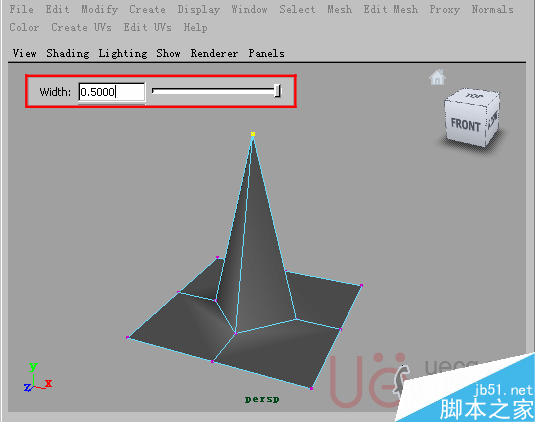 MAYA Polygons建模Edit Mesh命令集詳解解釋 武林網(wǎng) MAYA建模教程11-Extrude-Vertex-Width.gif