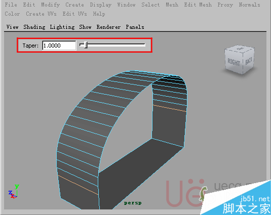 MAYA Polygons建模Edit Mesh命令集詳解解釋 武林網(wǎng) MAYA建模教程18-Bridge-Taper.gif