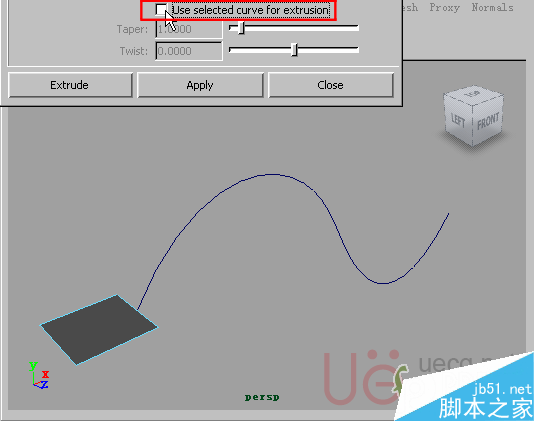 MAYA Polygons建模Edit Mesh命令集詳解解釋 武林網(wǎng) MAYA建模教程9-edge-use-selected-curve-for-extrusion.gif