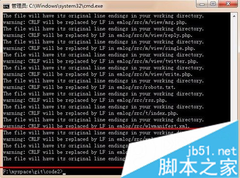 電腦中使用git命令增加文件出現(xiàn)字體警告如何解決5