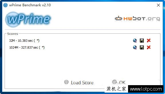 wPrime 32M、1024M多線程測試i5 6500