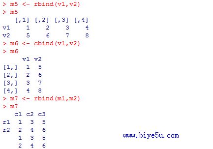 R語言中使用rbind函數(shù)和cbind函數(shù)生成新矩陣