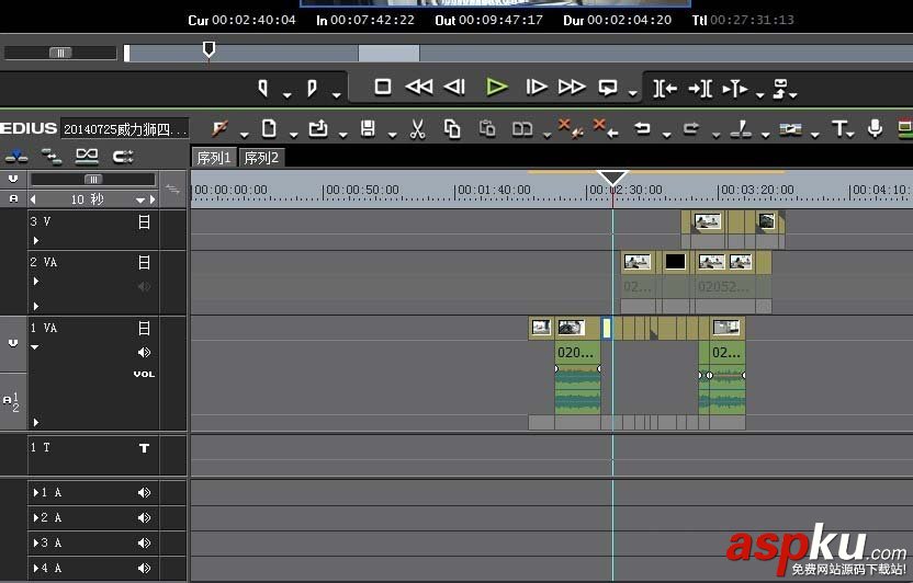 edius時間線上的素材不同軌道怎么一起移動? edius,素材,時間線