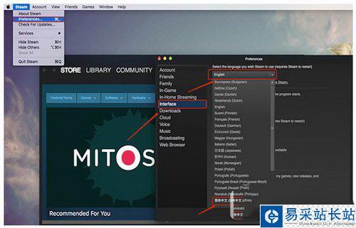 mac版steam無法設置中文 steam更新后中文設置無效解決方法1