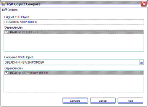選擇要比較的 xsr 對象