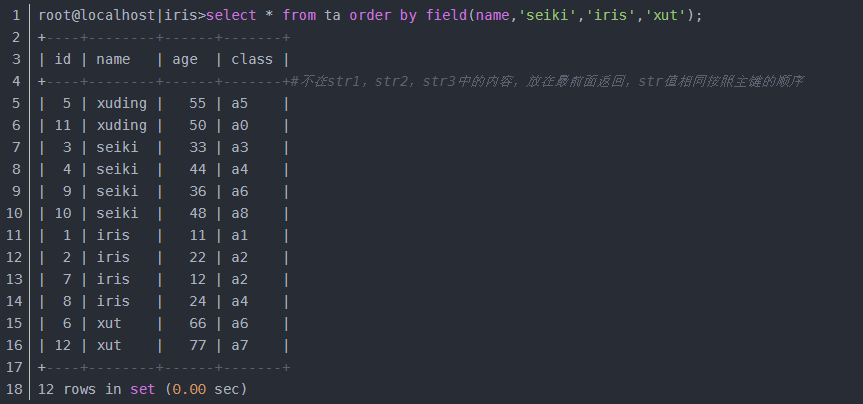 MySQL,排序函數(shù),field