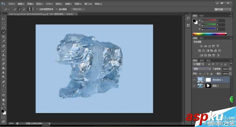 Photoshop摳冰雕并改變顏色和背景 冰雕,顏色,背景