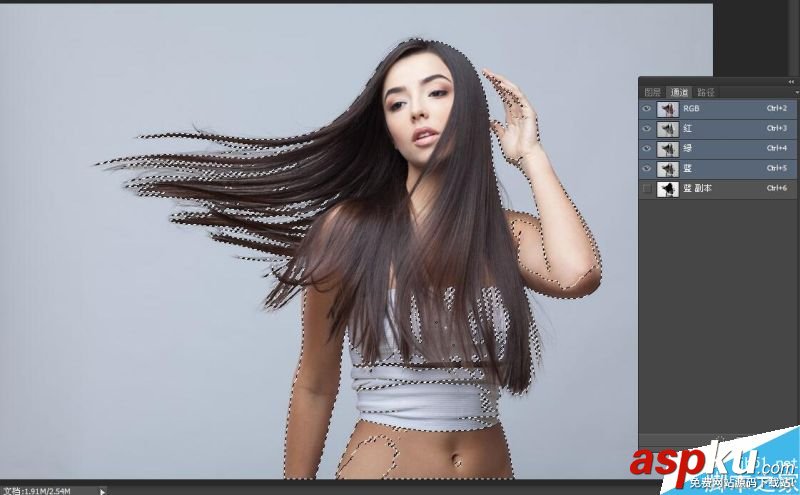 利用PS通道摳長發(fā)美女圖 通道,長發(fā)
