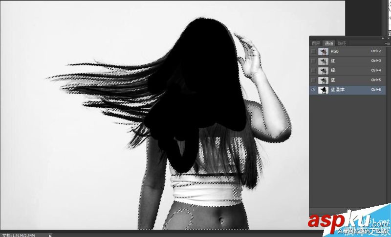 利用PS通道摳長發(fā)美女圖 通道,長發(fā)