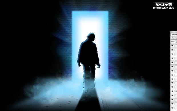 ps合成教程:走進神秘發光之門的男孩-webjx.com