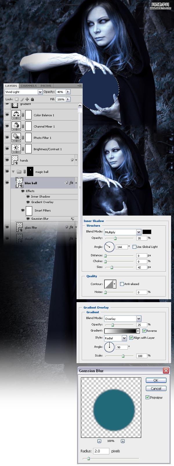 ps詳細制作手拿神秘魔法球的女巫師-www.webjx.com
